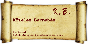 Köteles Barnabás névjegykártya