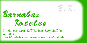 barnabas koteles business card